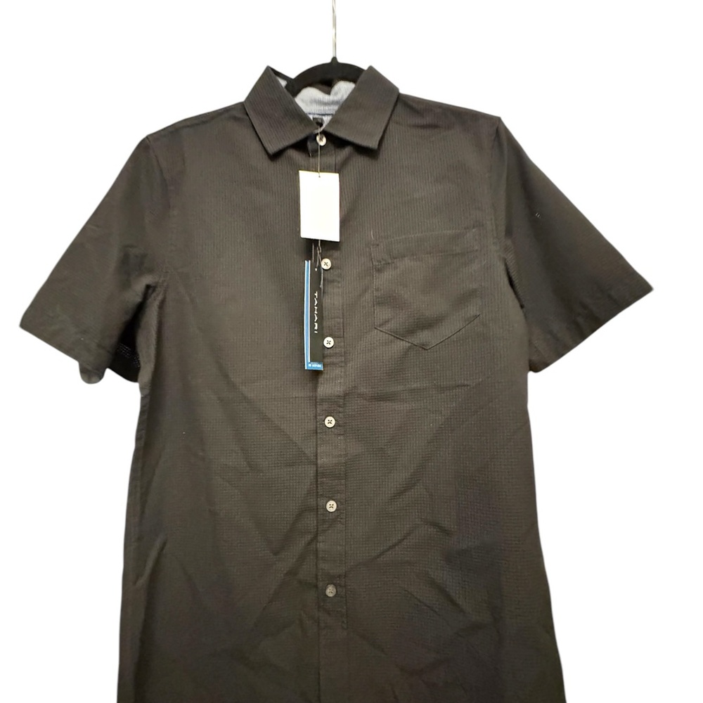 Tahari Black Casual Button Down Shirt Short Sleeve